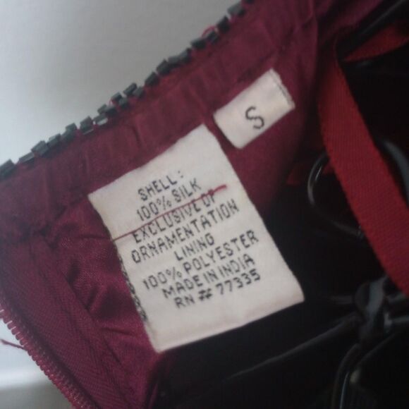 Vintage 90s Red Beaded Silk Gothic Prom Dress - Picture 5 of 5